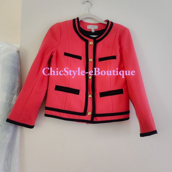 Jcrew co-ord set wool suit/jacket sz 4+ pencil skirt sz 4p coral new - Picture 2 of 6